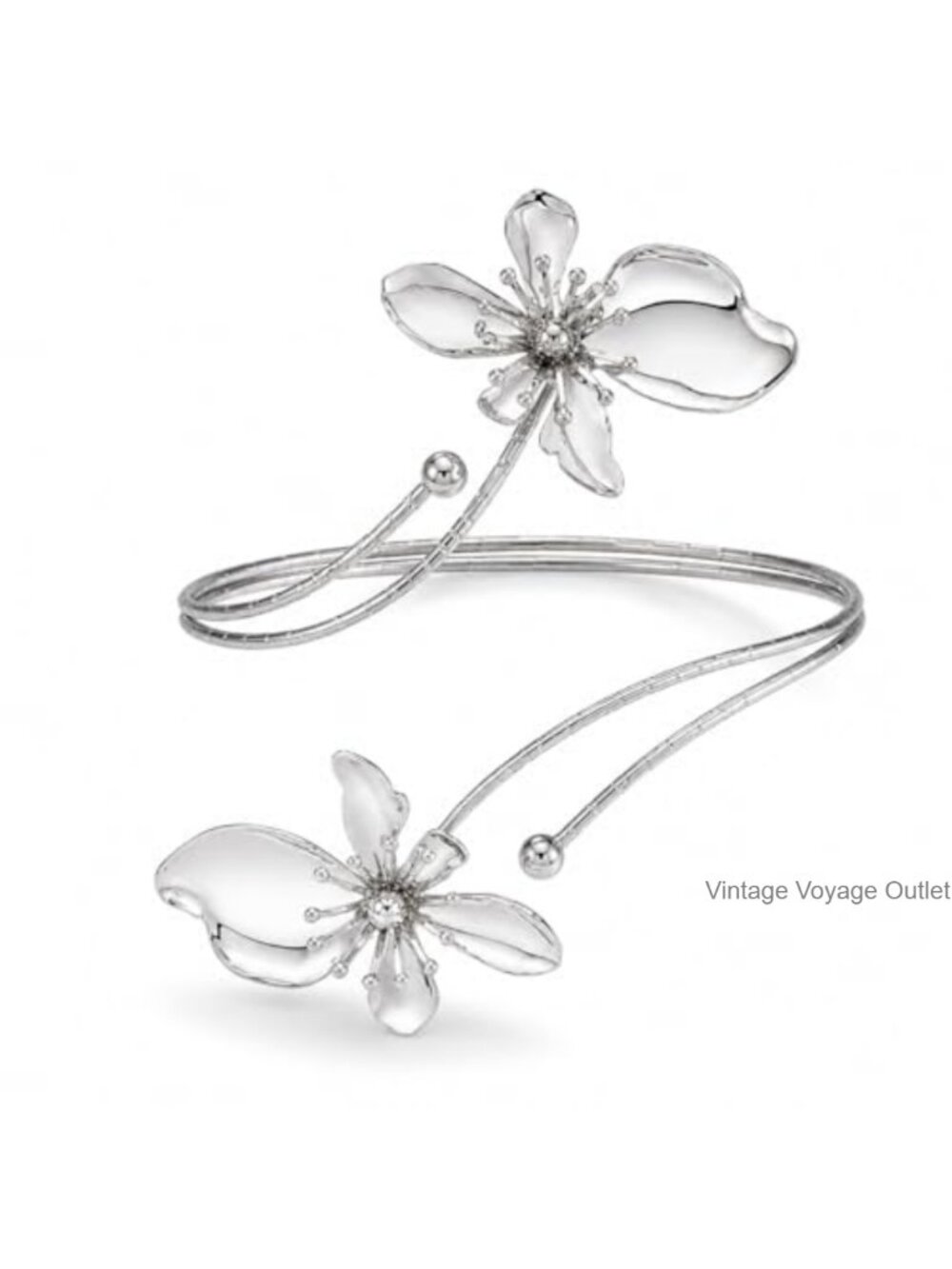 Flower Arm Cuff Upper Arm Jewelry Adjustable Bangle Bracelet for Women